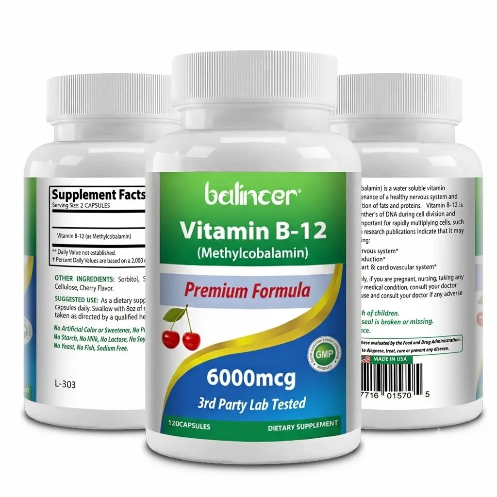 Vitamin B12 - for Mood, Brain, Nervous System, Energy, Metabolism, Relieve Fatigue, Heart Health