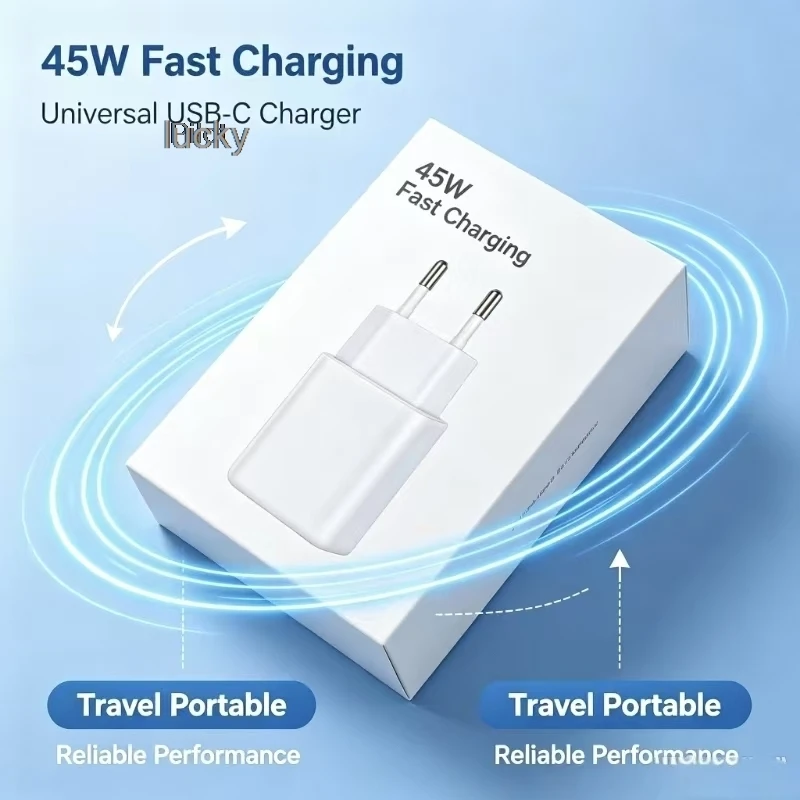 45W 2‑Port USB‑C Compact Fast Charging Power Adapter Charger Type C Phone Charger For iPhone Samsung Xiaomi Huawei EU US Plug