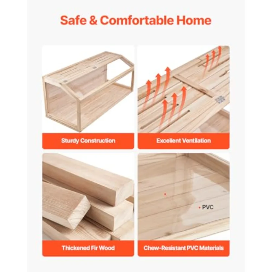 قفص هامستر قزم 48 × 20 × 20 بوصة من الأكريليك الخشبي للوصول إلى سطح داخلي بيج للحيوانات الصغيرة للحيوانات الأليفة الصغيرة مع ديسي سهل الفتح #2