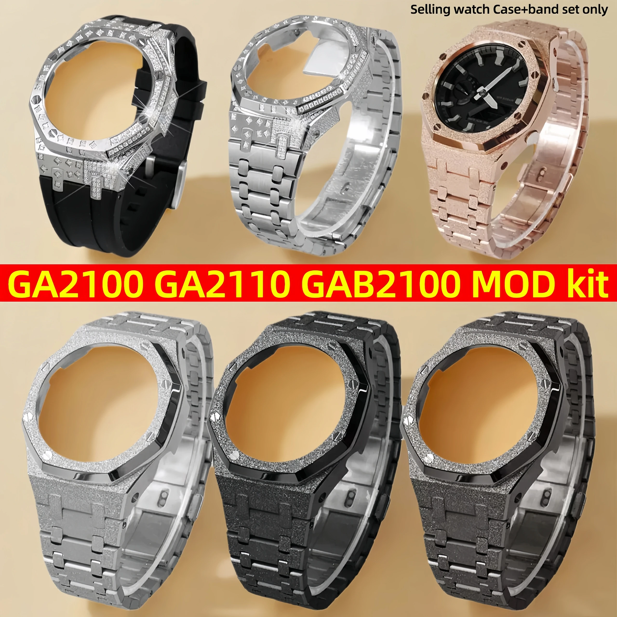 GA2100 Mod kit Stainless Steel Case watch Strap For Casio G-SHOCK Farm Oak GA-2100 GA-2110 GA-B2100 Metal watch bezel watch band
