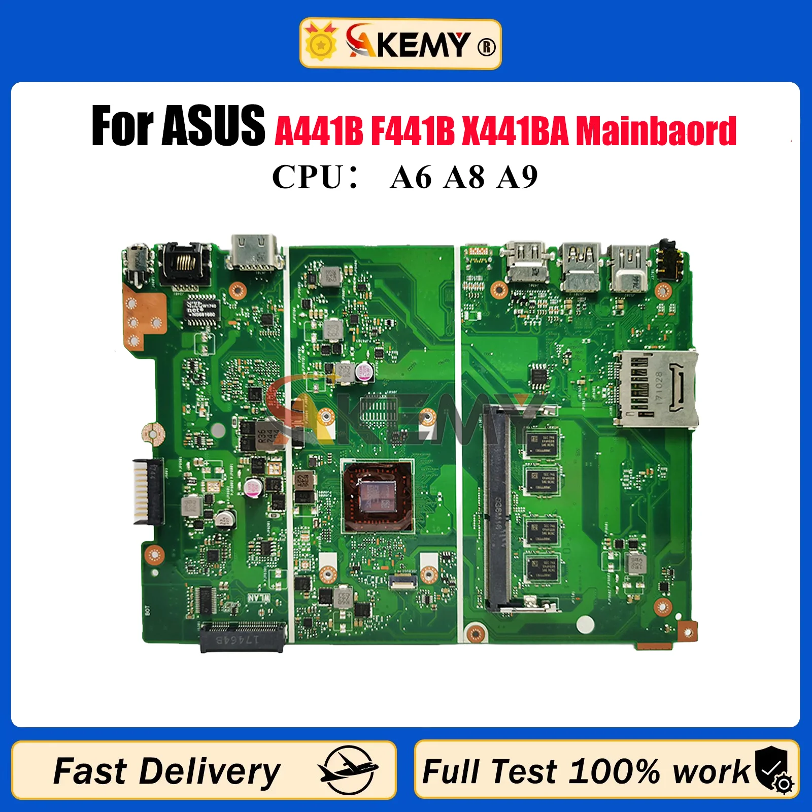 

X441BA Материнская плата для ноутбука ASUS VivoBook X441B A441B F441B X441BA Материнская плата для ноутбука с процессором A6 A8 A9 tests ОК быстрая доставка