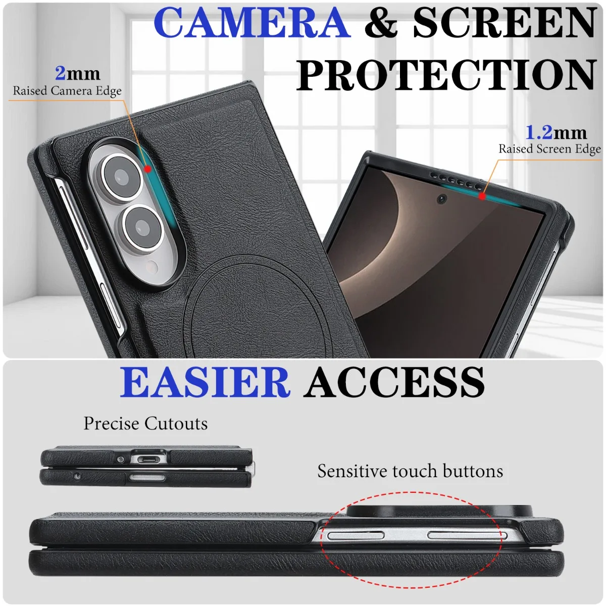 Magnetic Carbon Fiber Leather Phone Case for Samsung Galaxy Z Fold 8 Ultra 7 6 5 4 Protector for Magsafe Wireless Charging Cover - view 5