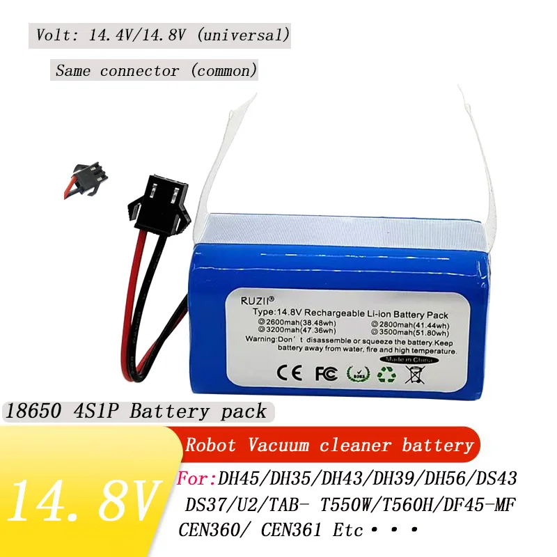 14.8V 3500mAh  Li Battery for ILIFE A4 A4s V7 A6 V7s Plus Polar Bear S Edition Pusanik ECOVACS Robot Vacuum Cleaner 4S1P Cell