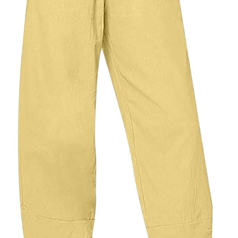 فضفاض عارضة المرأة السراويل عالية الخصر القطن تسع نقاط السراويل الفضفاضة كبيرة الحجم اللون بسيط المرقعة كيت