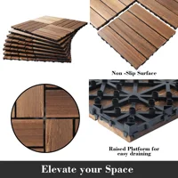 30Pcs Anti corrosion wood flooring, outdoor carbonized wood flooring, balcony, household courtyard flooring, splicing waterproof 4