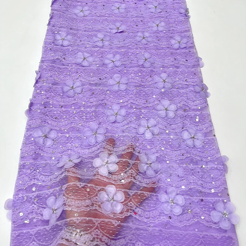 Роскошная французская кружевная сетчатая ткань, изысканные африканские трехмерные цветы, нигерийская кружевная ткань с вышивкой бисером и блестками
