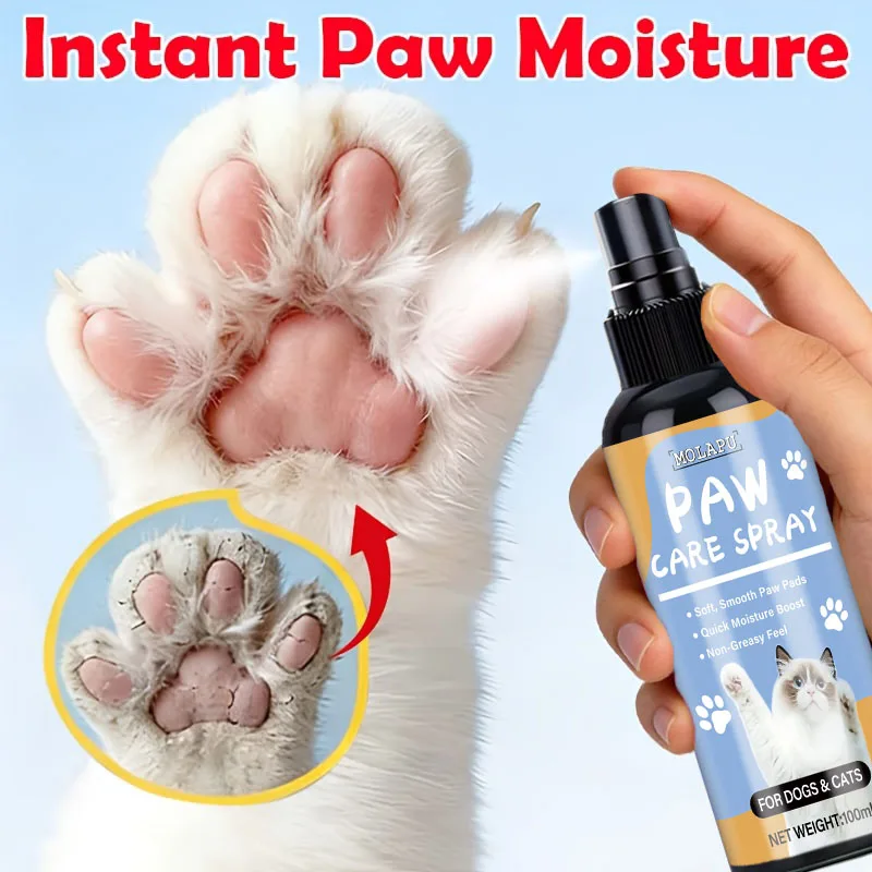 Pet Paw Spray, Formulated with Natural Plant Extracts, Is Specifically Designed for Dry, Rough, or Cracked Paw Pads, Helping to Improve the Dry Appearance and Restore a Soft and Smooth Touch Lightweight Daily Paw Care Spray, Suitable for Cats and Dogs, Quickly Absorbs, Non-Greasy.
