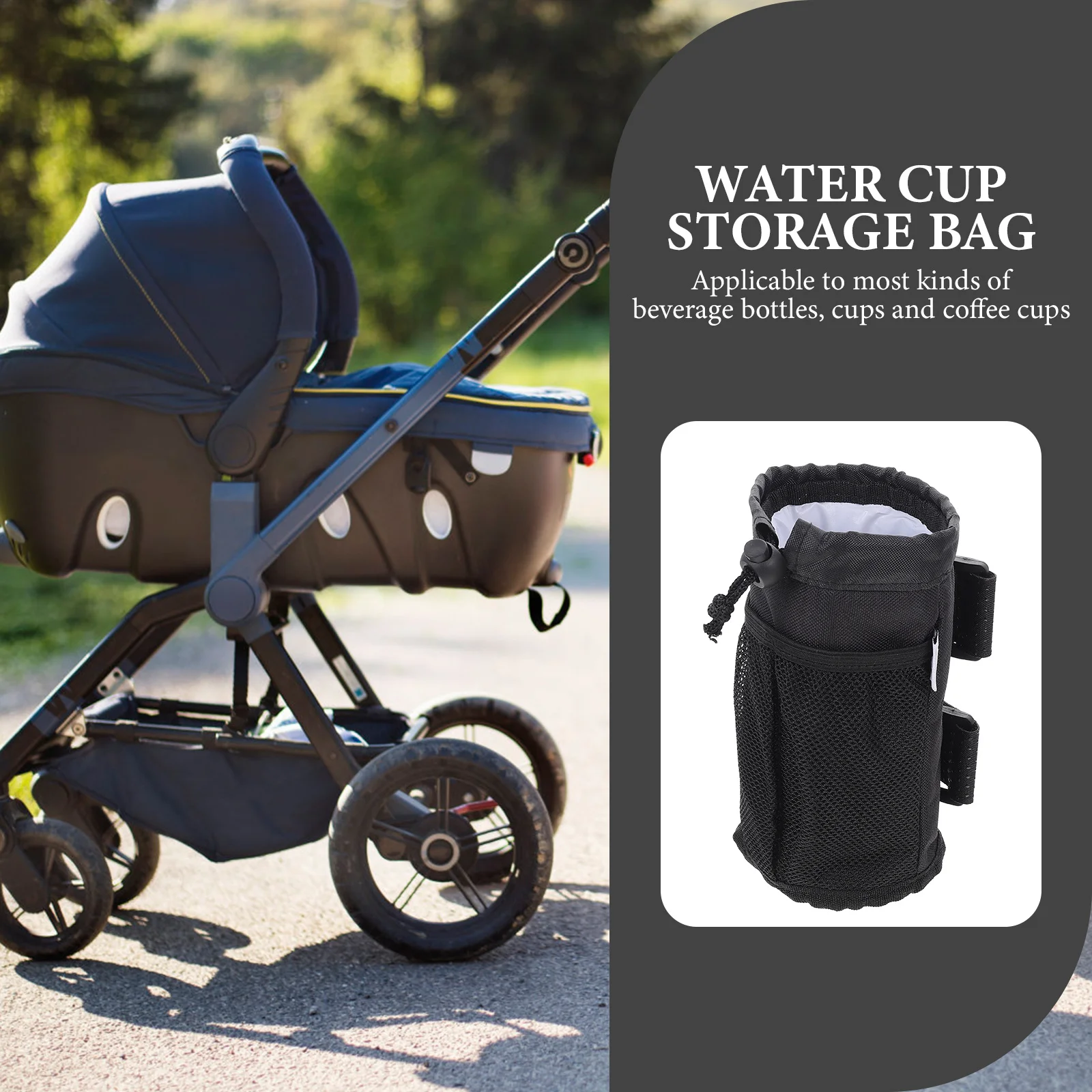 

Stroller Water Bottle Holder Oxford Cloth Cup Organizer for Wheelchair Bike Easy Clip on Pouch Bike Cup Holder