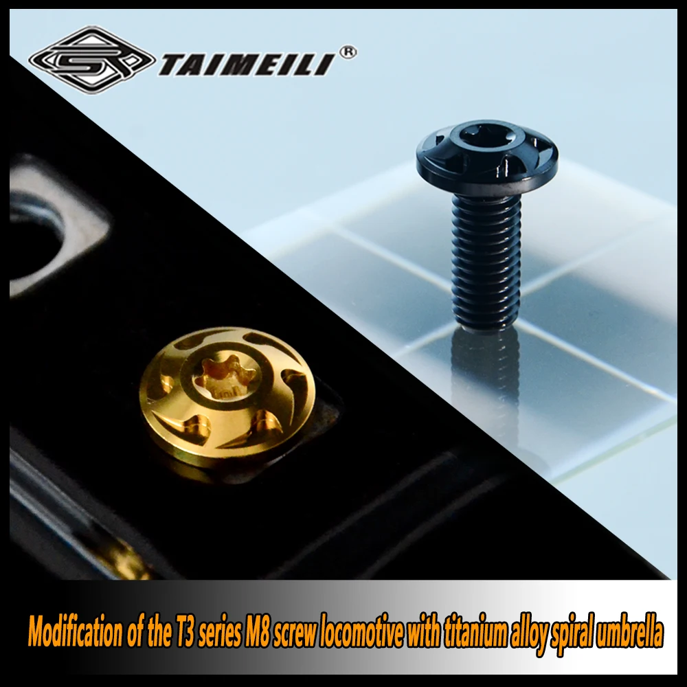 Taimeili ชุดสกรู T3แฟนซีฟลายอิ้งไทเทเนียมอัลลอยขนาด M8x20/25มม. สกรูดัดแปลงและซ่อมหัวรถจักร1ชิ้น