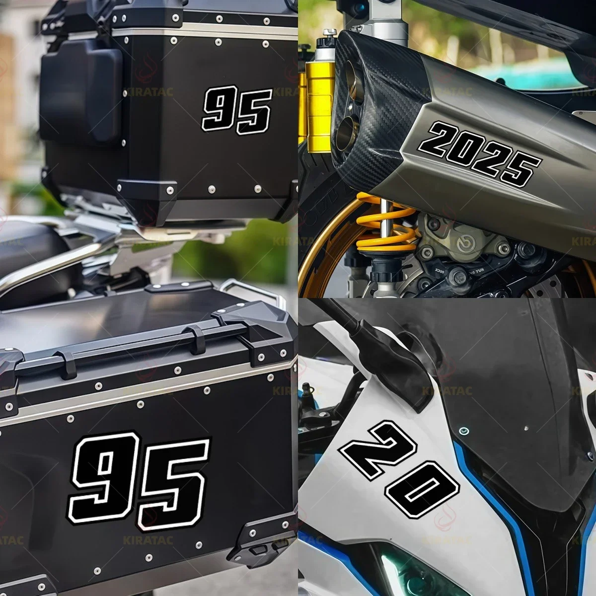 Waterproof Decor Stickers 1pc Black Motorcycle Number Vinyl Decals for DIY Fairing Helmet Fuel Tank Tailbox Scooter Car Trunk