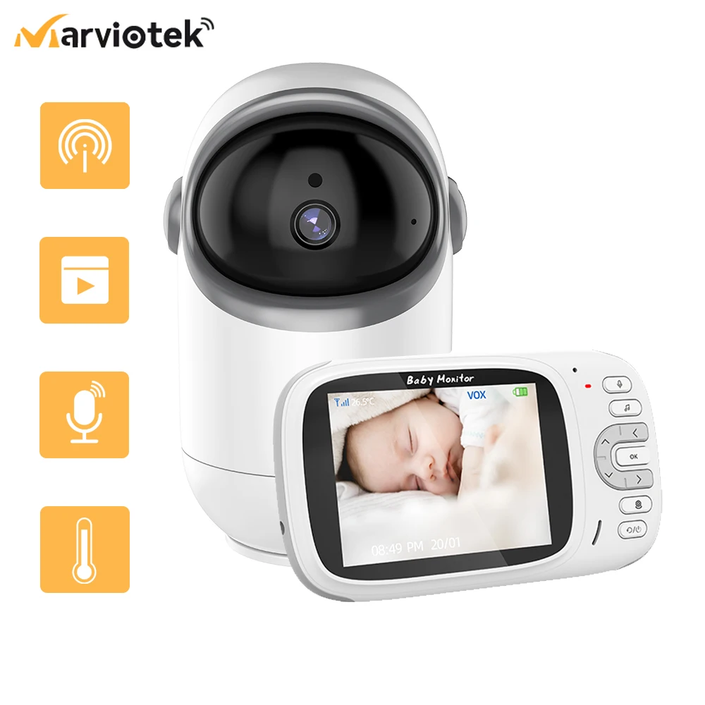 VB802 3.2 Inch LCD Electronic Baby Monitor with Camera Video Newborn Baby Stuff Temperature Surveillance Babyphone with PTZ Cam