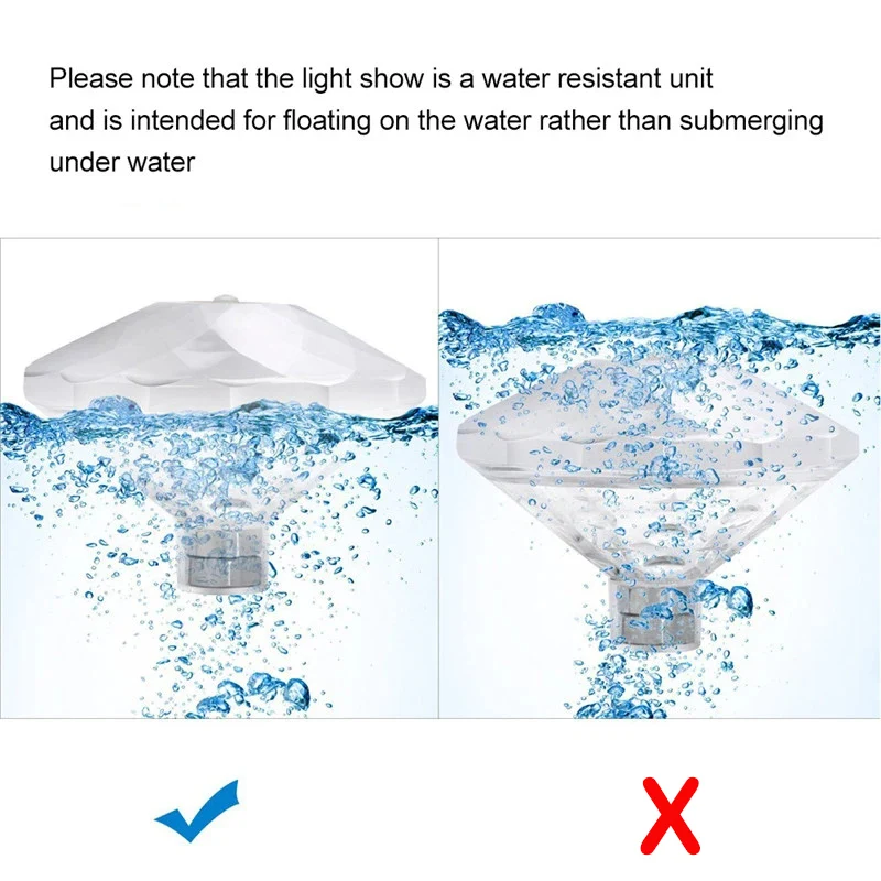 LED Floating Pool Light DiamondShape Colorful Floating Lamp Waterproof RGB LED Light for Swim Pond Fish Tank Bathtub Decoration