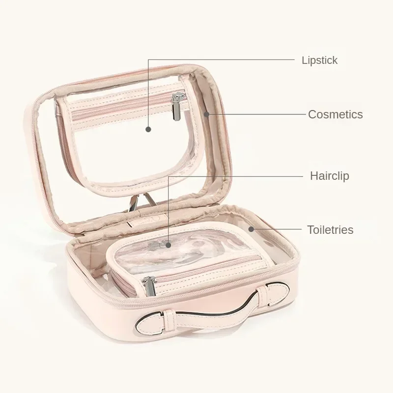 Storage Waterproof Cosmetic Bag Double Layered Makeup Brush Storage Multifunctional Large Capacity Lady Travel Clear Makeup Bags