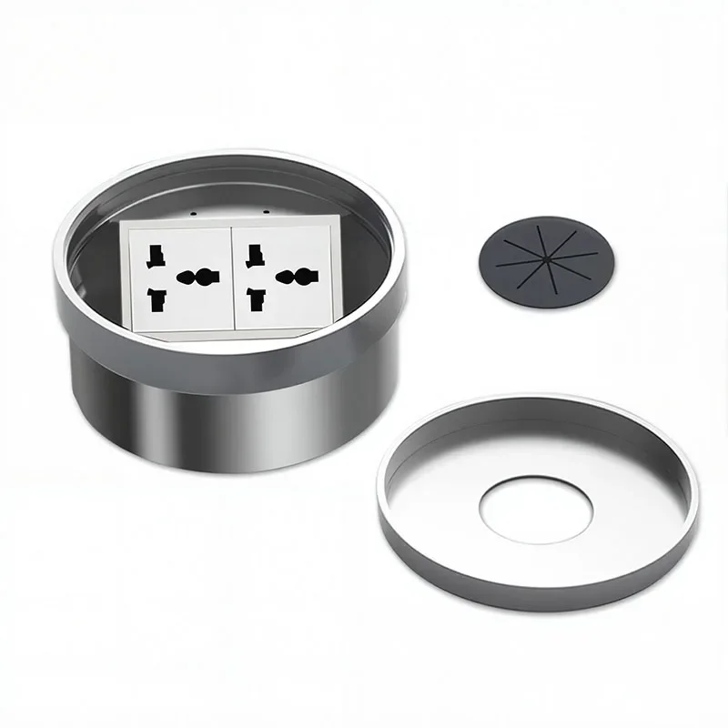 Round Embedded Invisible Floor Socket, Pure Flat and Ultra-thin Floor Insertion Socket, Inset and Hidden Foot Socket