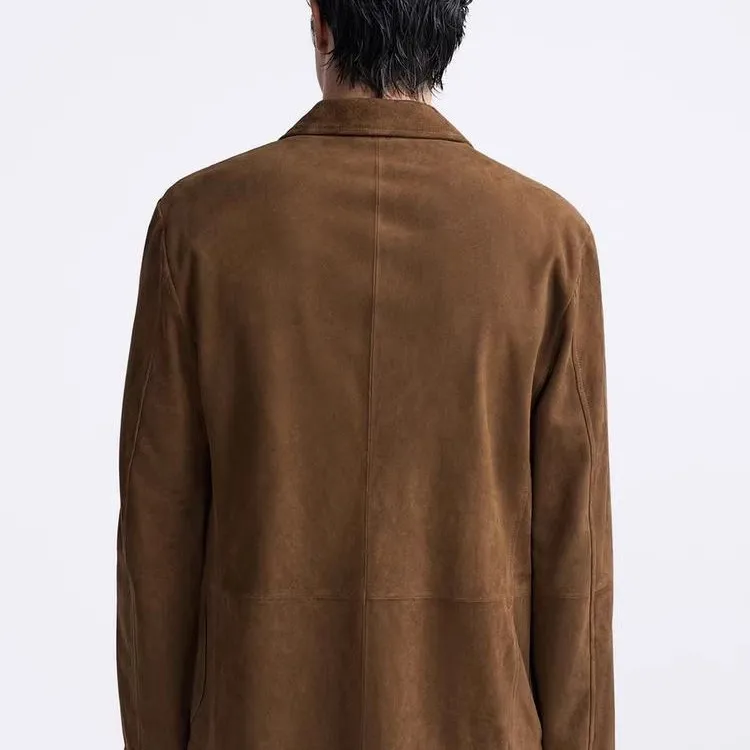 

Autumn 2024 Men's Slim Fit Casual Velvet Leather Long Sve Suit Jaet Faion Urban Sle Youth Casual Leisure Coat