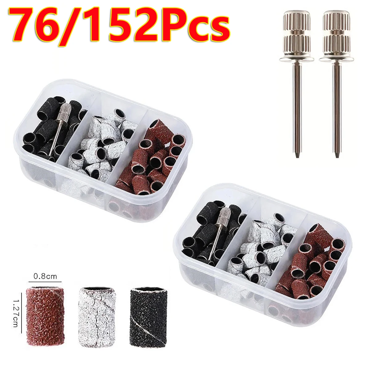 

76/152Pcs Nail Drill Sanding Ring Bands 80-180 Grit Electric Manicure Grinding Head UV Gel Polish Removal Pedicure Abrasive Tool