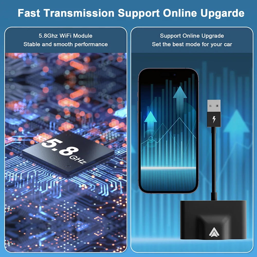 Wireless Auto Adapter Car Android Player Box Wired to Wireless Android Auto Carplay Dongle for OEM Android Auto AI Box