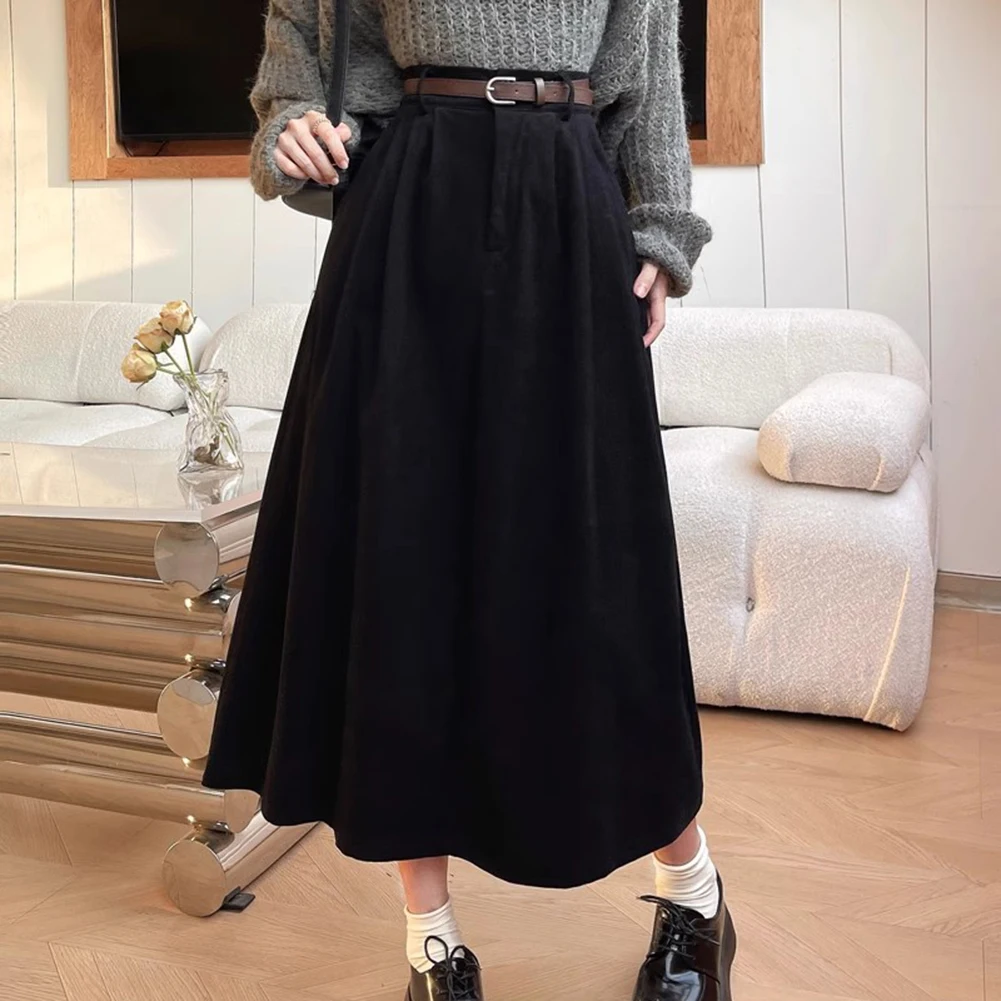 Concuras casuais veludo uma linha saia com cinto saia feminina estilo casual saia roupas regular comprimento para férias