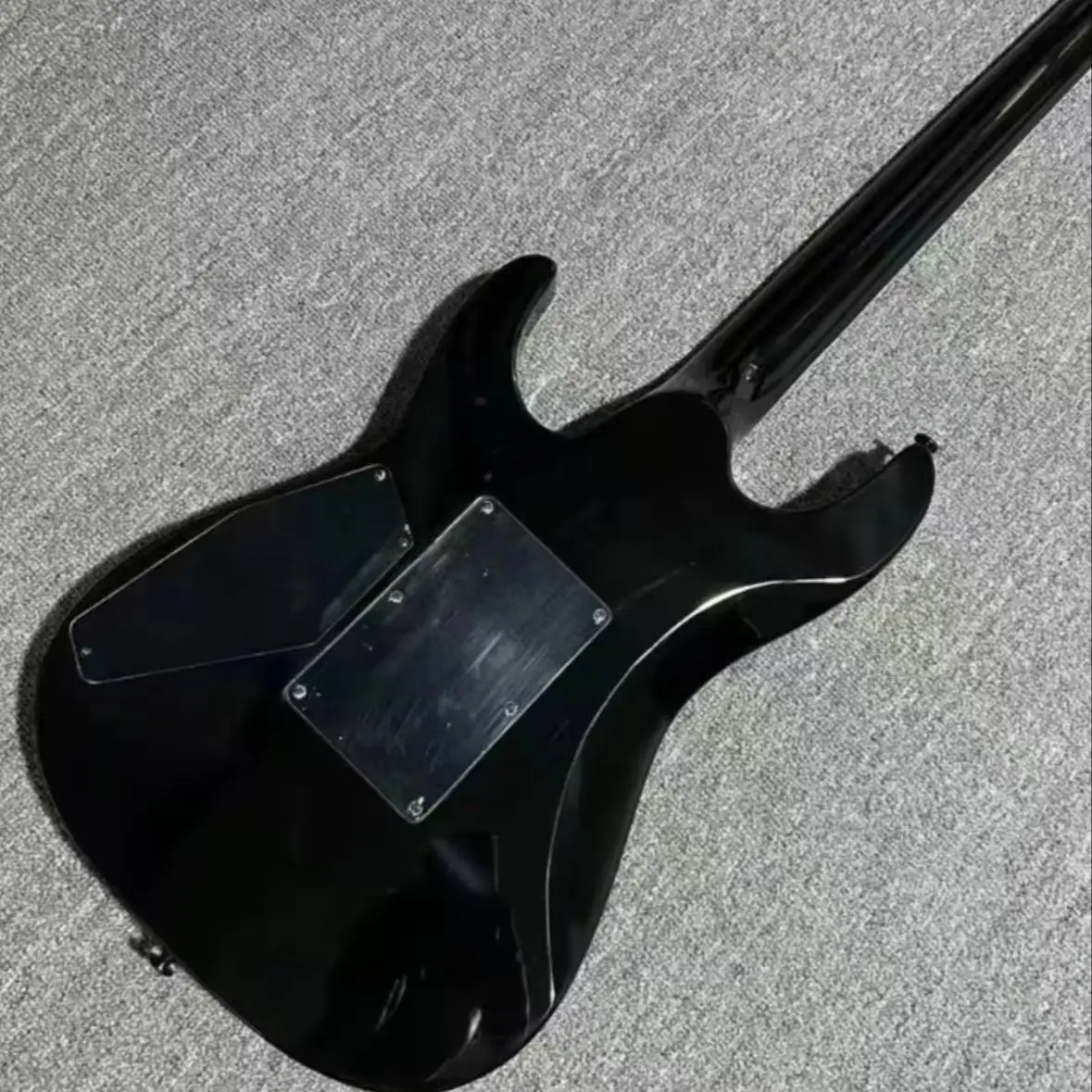 Custom Electric Guitar With Transparent Black Water Ripple Veneer Floyd Rose Double‑Lock Heavy Tremolo System Free Shipping