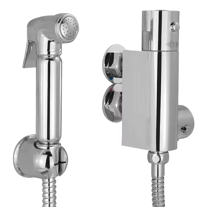 

Modern Wall Mounted Brass Bidet Faucet Thermostatic With Easy-use Spray Kit for Toilet Muslim Set