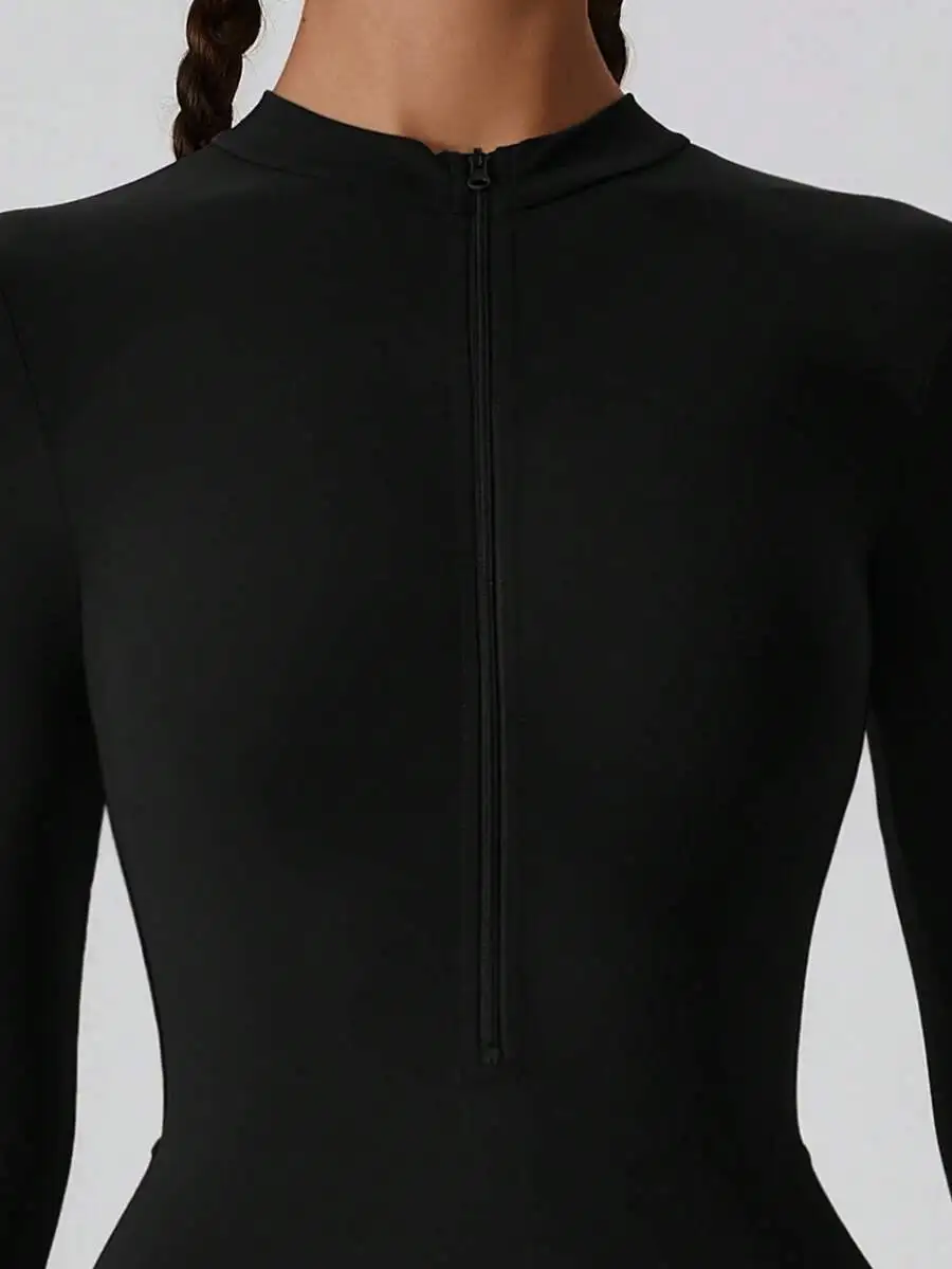MASKERT Women's Long Sleeved Tight Fitting Jumpsuit Yoga Jumpsuit Exercise Jumpsuit Quick Drying High Elasticity Jumpsuit Skin