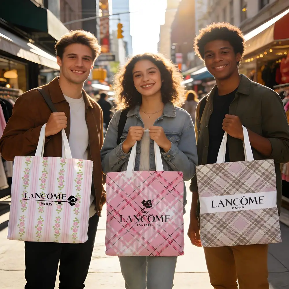 Bolsas de almacenamiento de doble cara, grandes, lavables, unisex, reutilizables, para compras en el mercado, escuela, uso diario, L-LANCOME