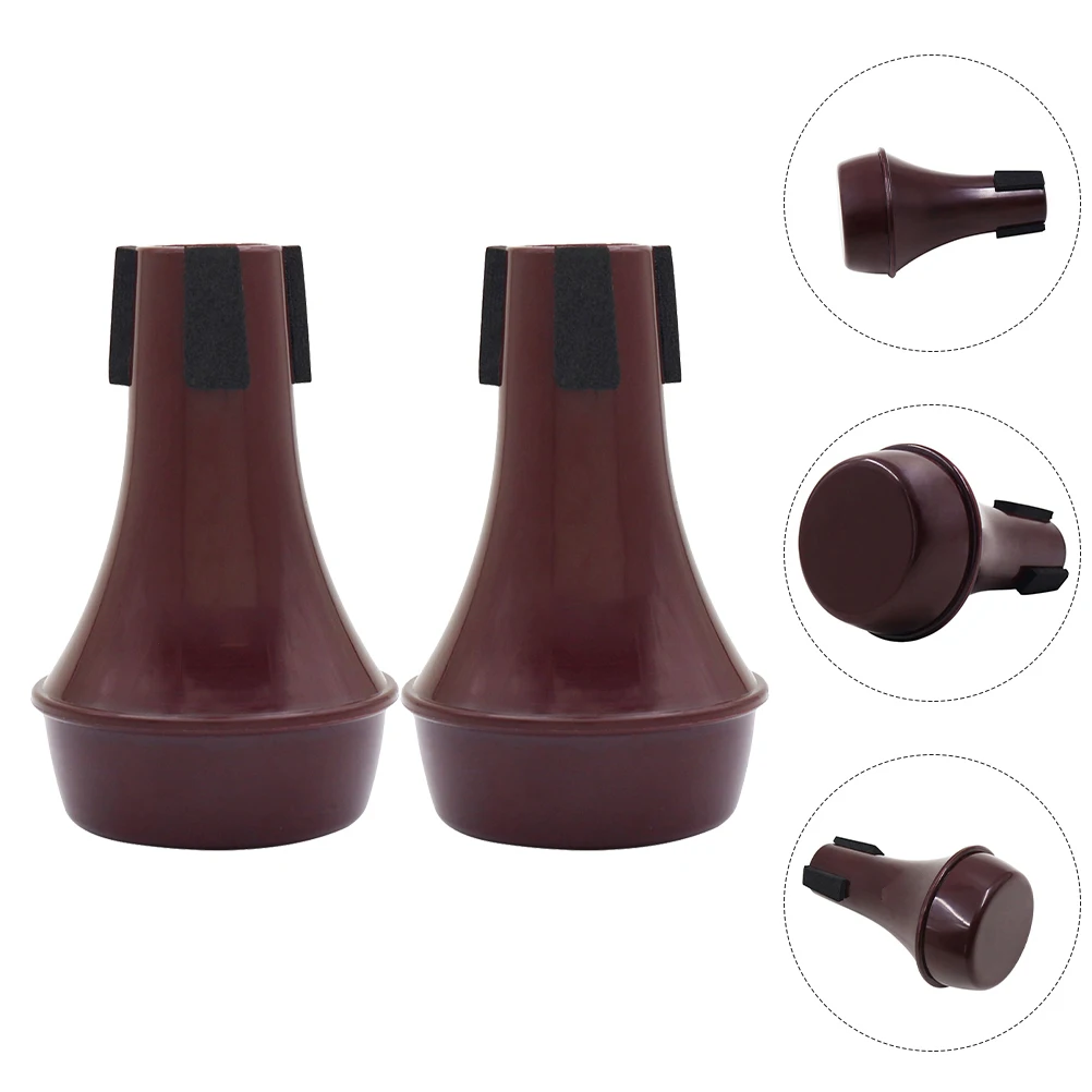 

2 Pcs Musical Instrument Mini Weak Speaker Practice Abs Trumpet Accessories Plastic Mute