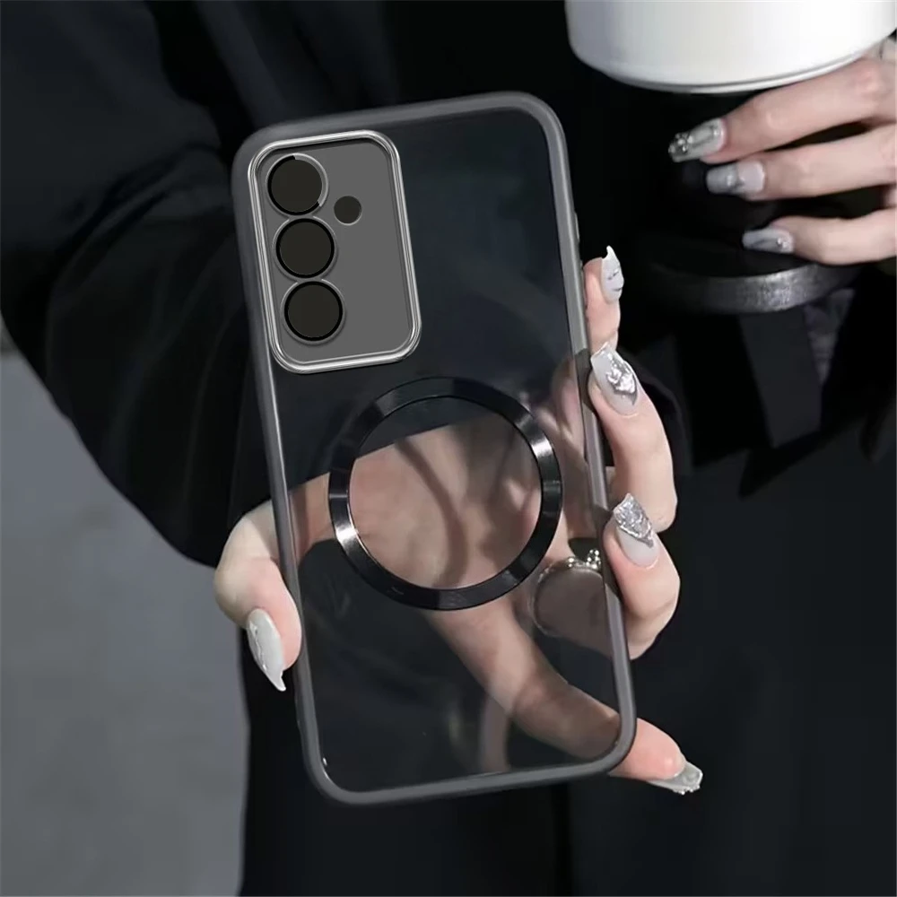 Magnetic Ring Clear Phone Case For Samsung A17 A27 A37 A57 A07 A16 A26 A36 A56 A15 A25 A35 A55 Shockproof Soft Silicone Cover