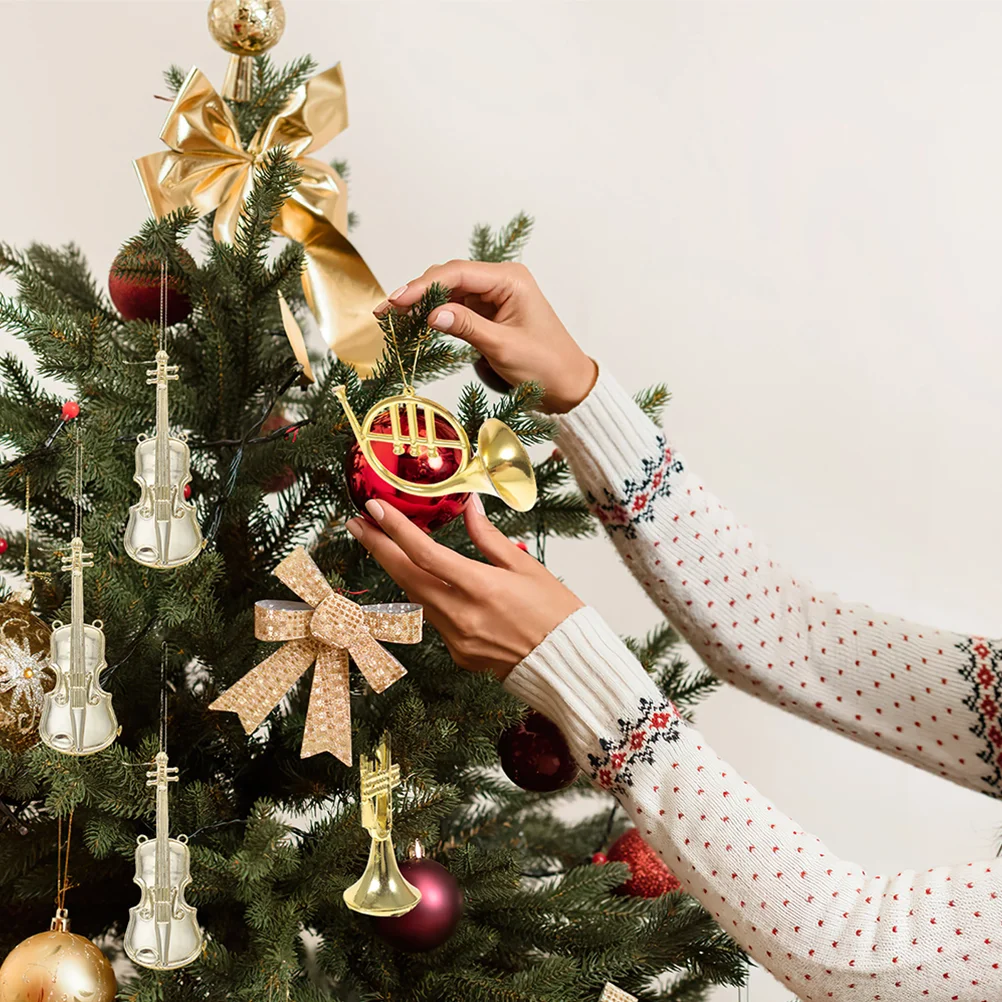 15 Uds trompeta en miniatura modelo de cuerno francés instrumento Musical adornos de árbol de Navidad