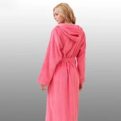 Winter Cotton Bathrobe Women Hood Towel Fleece Bathrobe Winter Thick Flannel Warm Bath Robe Lovers Dressing Gown Male Robes