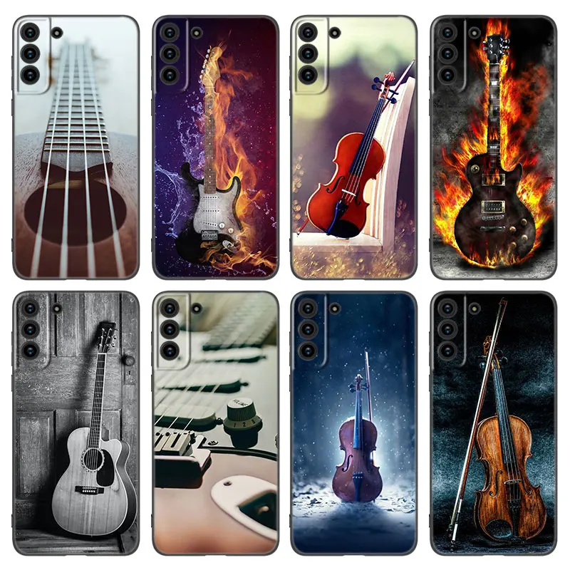 Music Score Musical Violin Guitar Phone Case For Samsung Galaxy S21 S20 FE S22 Ultra S10 Lite S9 S8 Plus S7 Edge S10E Soft Cover