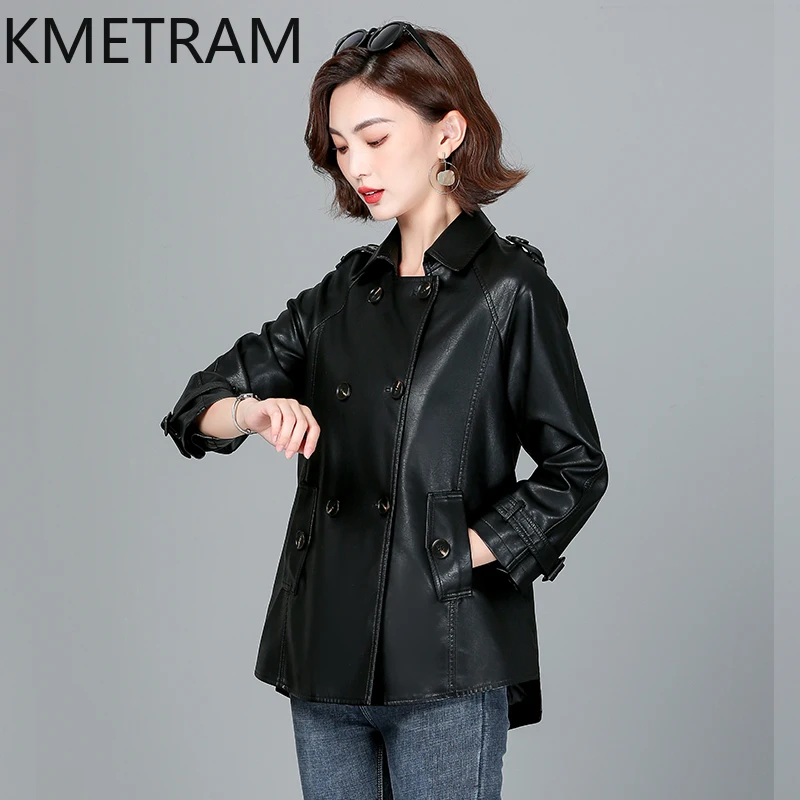 KMETRAM-Veste coréenne en cuir de mouton véritable pour femmes, vêtements pour femmes, grande taille, printemps, automne, nouveau, 2024