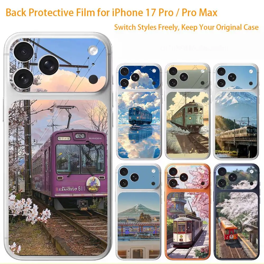 

Retro Japanese Vintage Train Premium Skin Wrap for iPhone 17 Pro/Max, Back Frame Camera Protective Decal (Not Case)