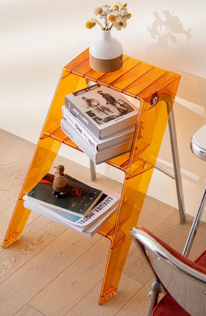 Step Stools & Step Ladders Kitchen Furniture, Creative Portable Acrylic Folding Chair, Indoor Transparent 3‑Step Stool image 4
