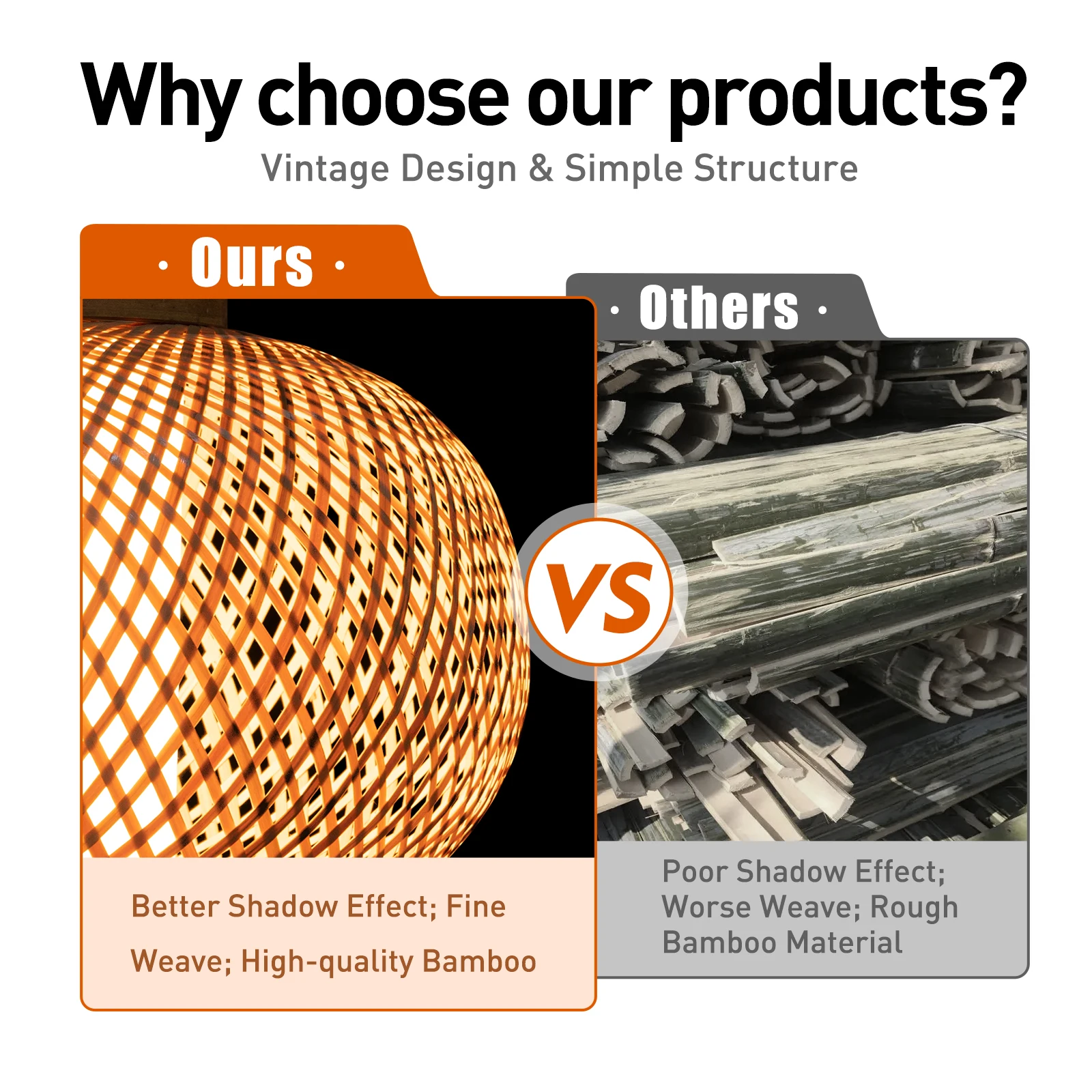 Luminária pendente de bambu natural com artesanato tecido à mão, tipoia ajustável (39,4 polegadas), ecológica, estilo retrô, criação