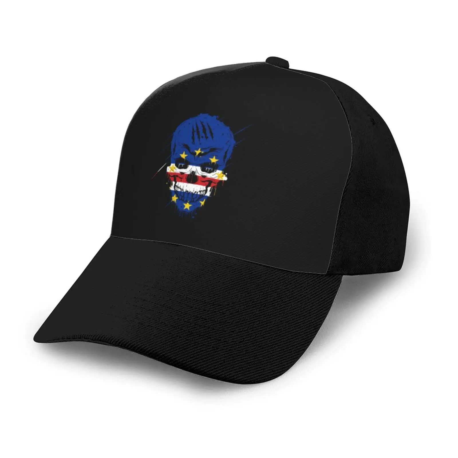 

Cape Verde Patriot Skull National Flag Baseball Cap Breathable Hip-Hop Sun Hat Adjustable Trucker Men Women Unisex Gift