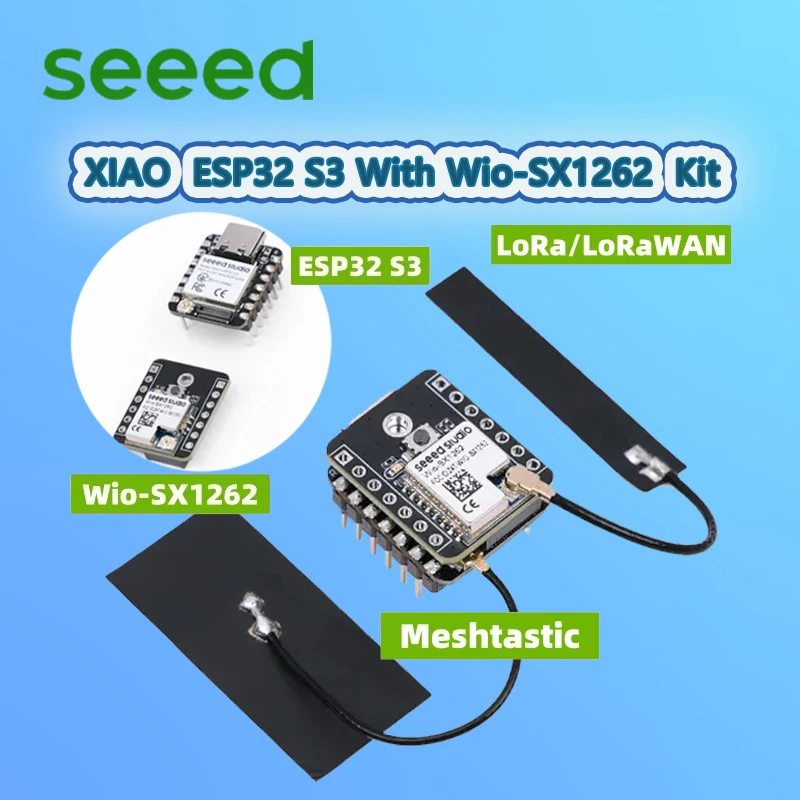 

Seeed XIAO ESP32 S3 & Wio-SX1262 Kit for Meshtastic & LoRa,WiFi,BLE, Arduino, 868mhz 915mhz antenna, Meshtastic LoRa/LoRaWAN