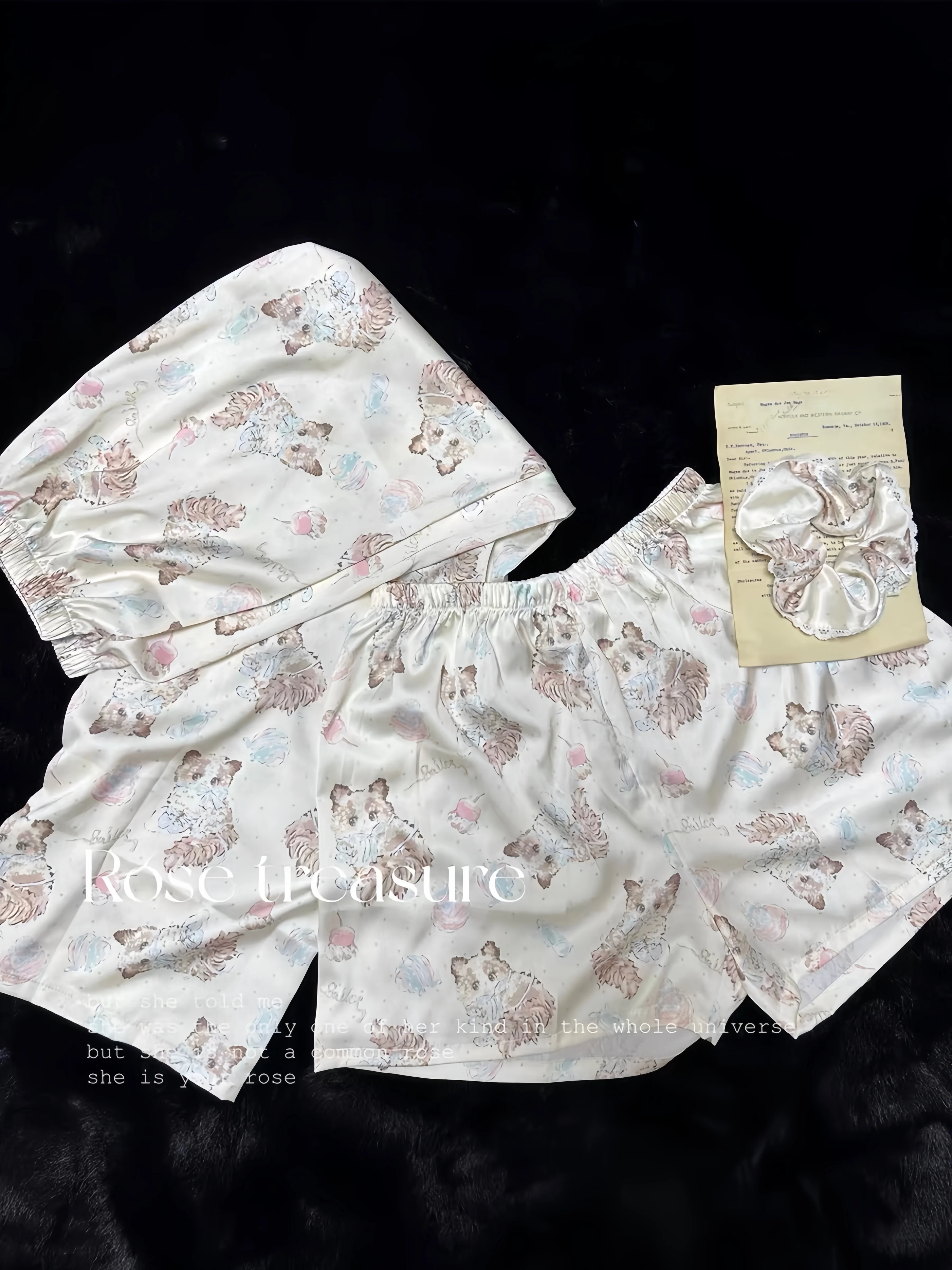 Japanese Girl Ins Ice Silk Short-sleeved Pajamas Set Women's New Summer Cute Cat Casual Loose and Comfortable Loungewear