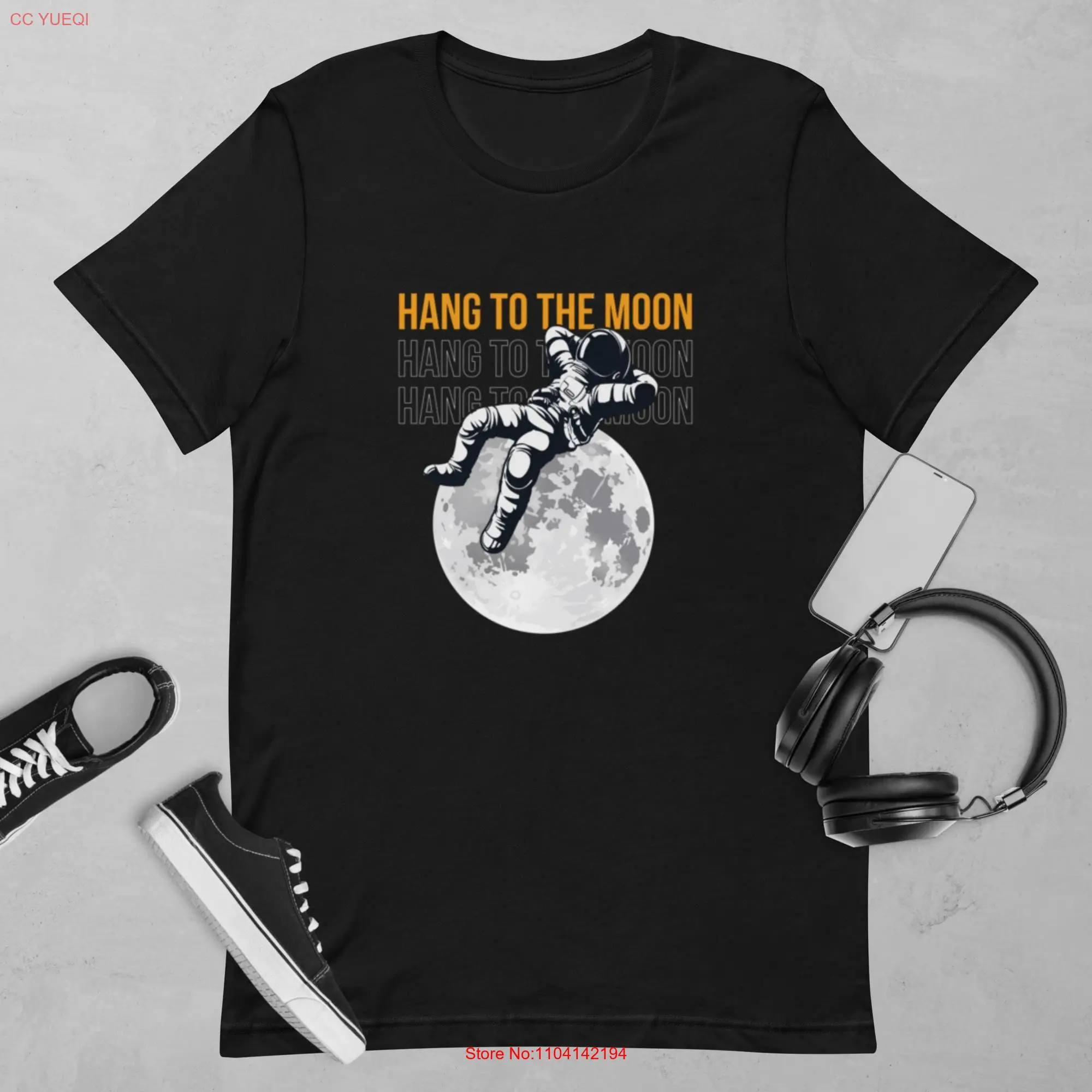 Astronaut Space sitting on moon Men's T shirt Various Sizes long or short sleeves