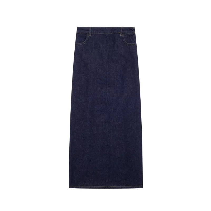 

Faionable Summer High Waist Midi Skirt Women's Denim Wrap around Split Design Commute Sle Long Skirt A-Line Silhouette