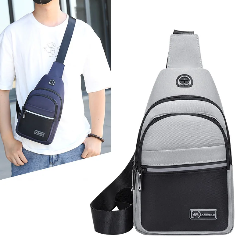 High Quality Nylon Men's Shoulder Bag Casual Travel Chest Pack Brand Design Contrast Color Waterproof Crossbody Bags Male Pocket