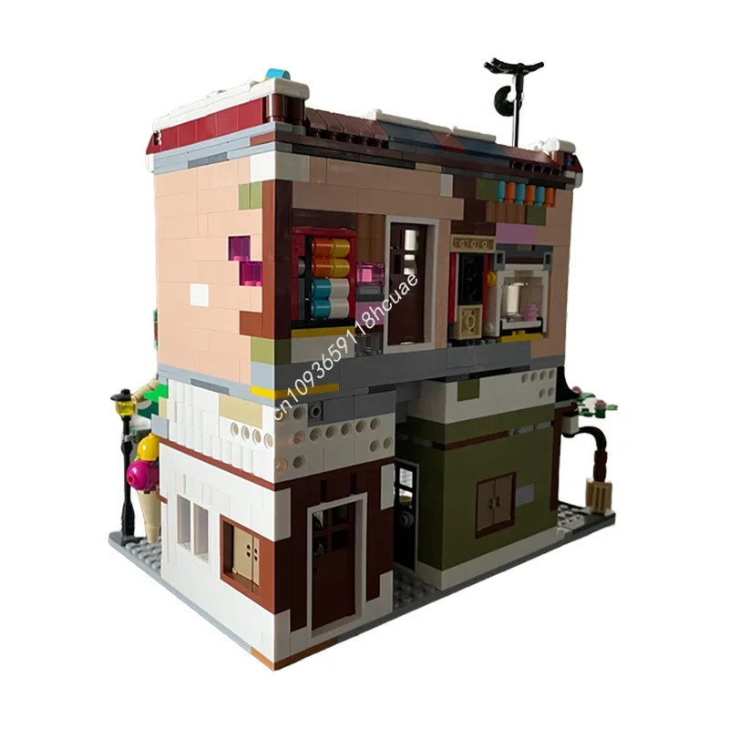 1396pcs MOC Noodle Bar Ice Cream Shop Arcade Model Festival Gifts Building Blocks Construction Idea Education Brick Toys
