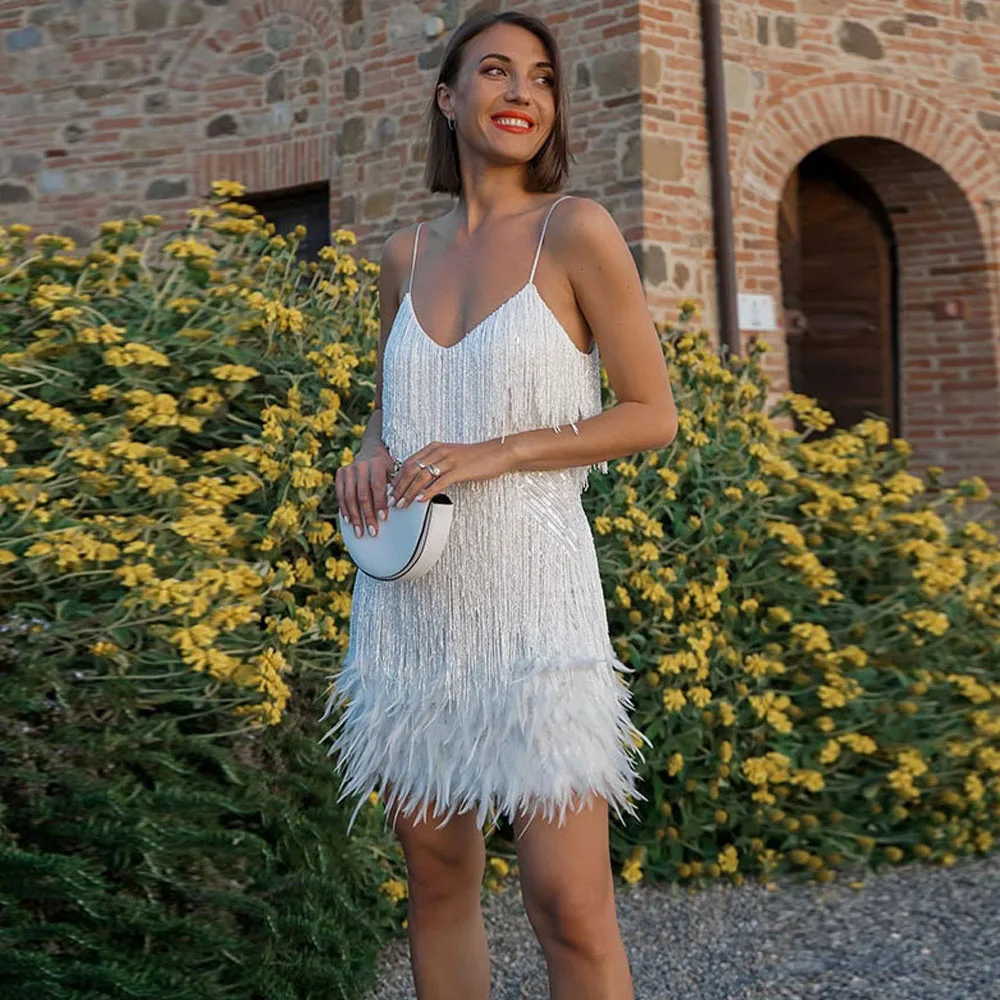 بسيطة أنيقة شرابة حفل مساء ثوب رسمي عشاء مأدبة تنورة قصيرة المؤنث مناسبة الملابس الكلاسيكية زي الزفاف