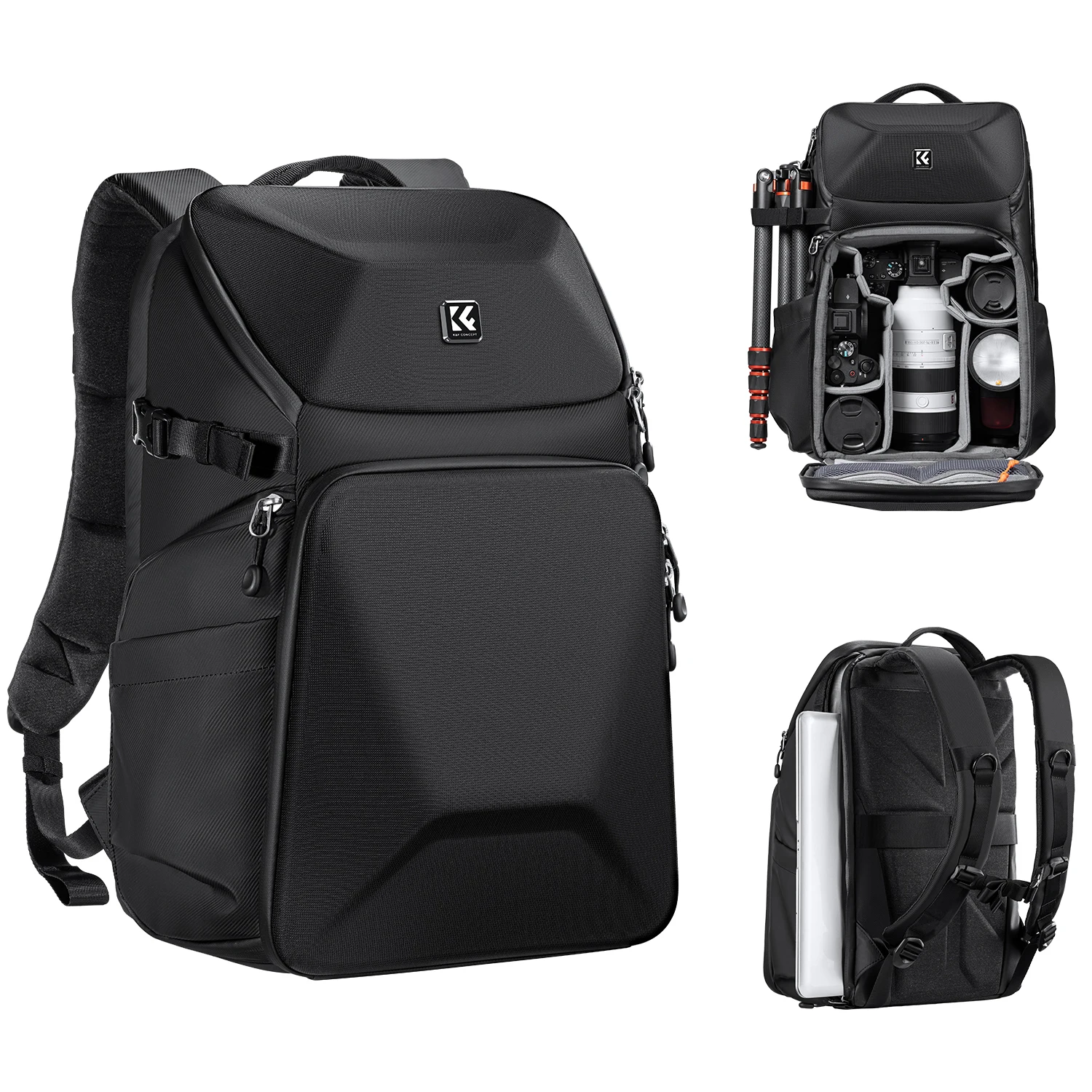 K & F Concept 20l Camera Rugzak Waterdichte Camera Tas Voor Hardshell/15.6 "Laptop/Statief Compartiment Schokbestendige Ergonomische Tas