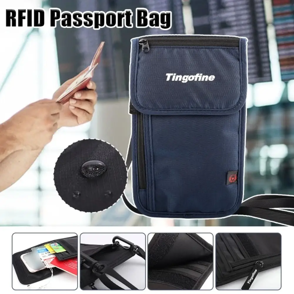 

Anti-Theft Travel Document Card Bag Waterproof Nylon Travel Neck Wallet Zipper Lightweight Document Case Airplane Check-in
