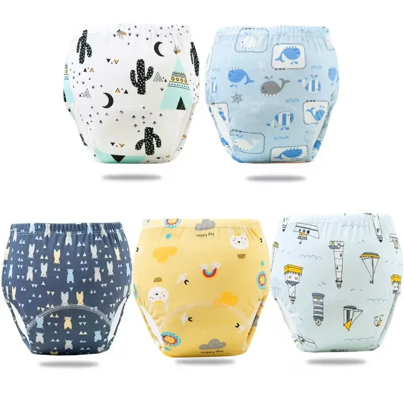 5pc wasserdichte wieder verwendbare Baumwolle Baby Trainings hose Baby Shorts Unterwäsche Stoff Baby Windel Windeln Höschen Windel wechseln