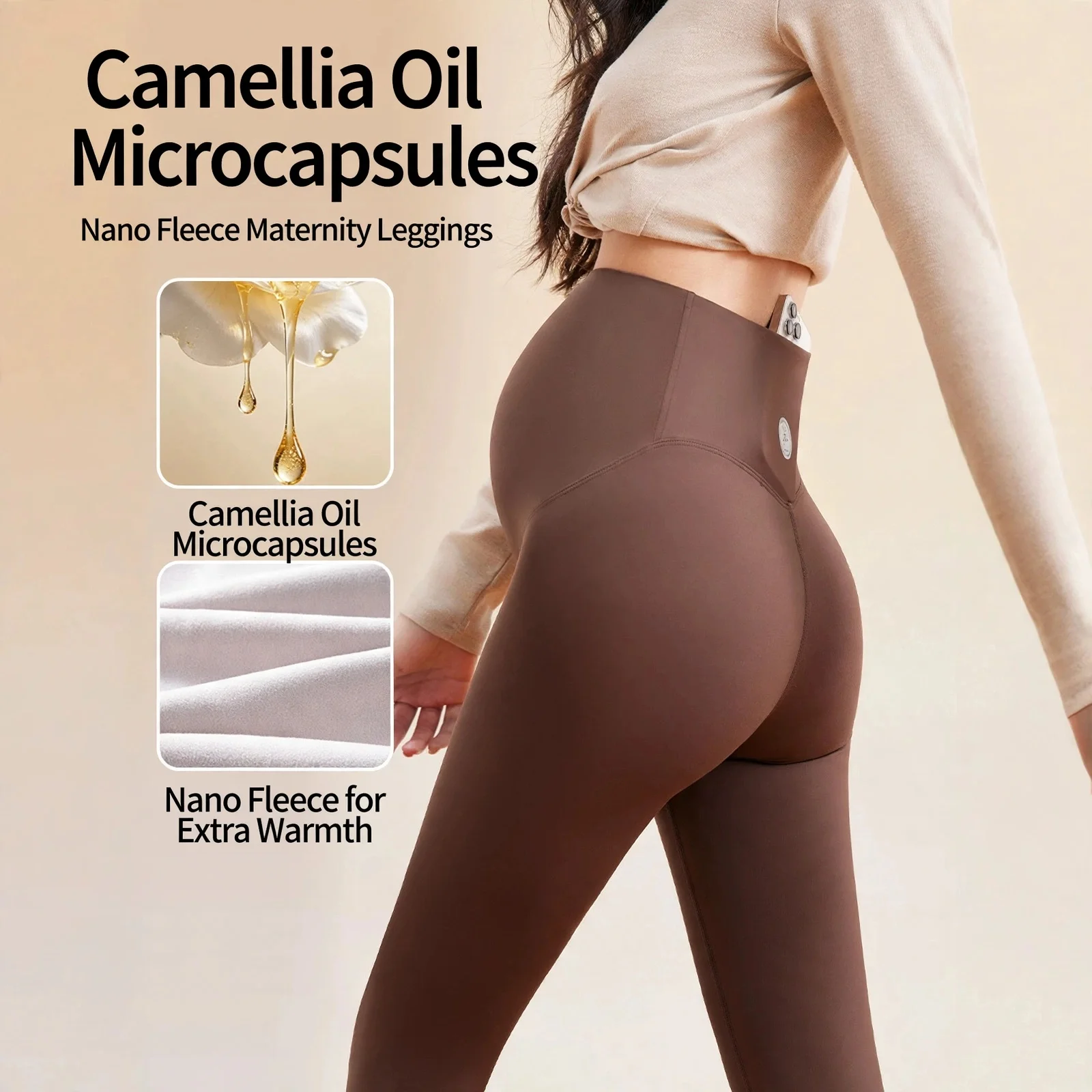 Maternity Leggings Fleece Thickened High Waist Belly Support Autumn Winter Nylon Spandex Plus Size Sweet Elegant Stretch