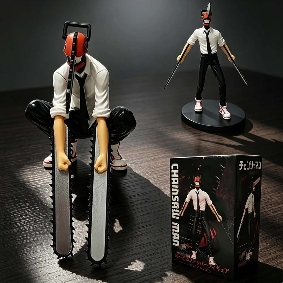 Anime Chainsaw Man Figure 2pcs Set Denji Action Figural 14-17cm Car Decoration Doll PVC Model Collection Toys Children Gifts