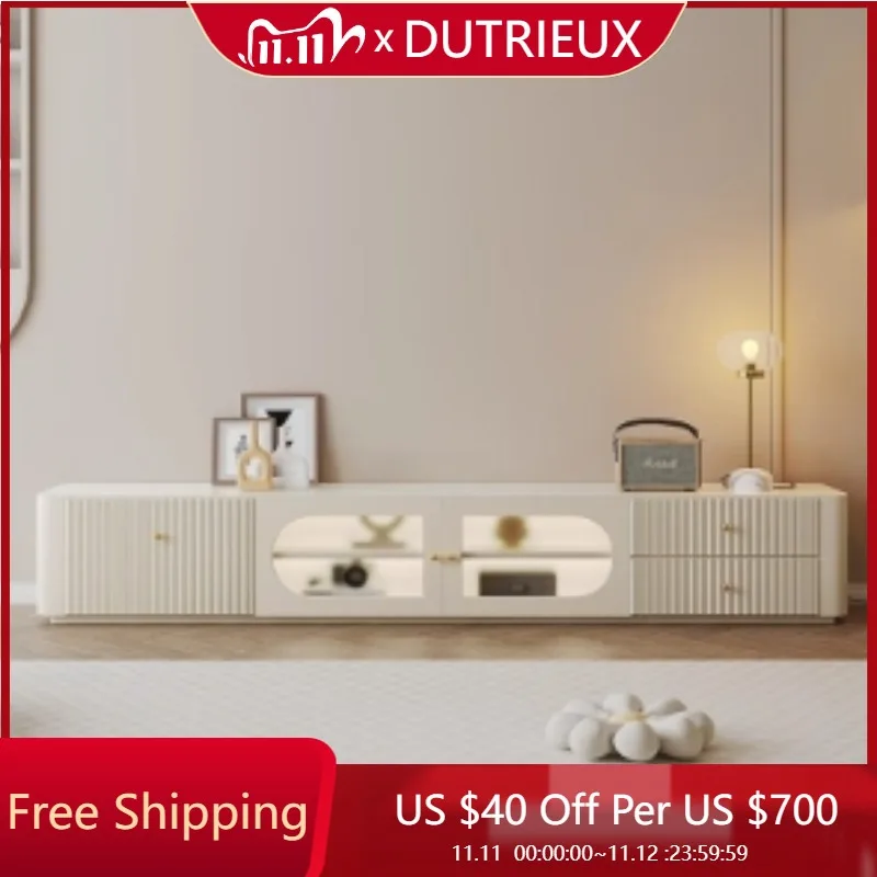 

Cream Wind Design TV Cabinet Simple Modern Storage Universal Entertainment Tv Table Trendy Unique Archivadores Home Furniture