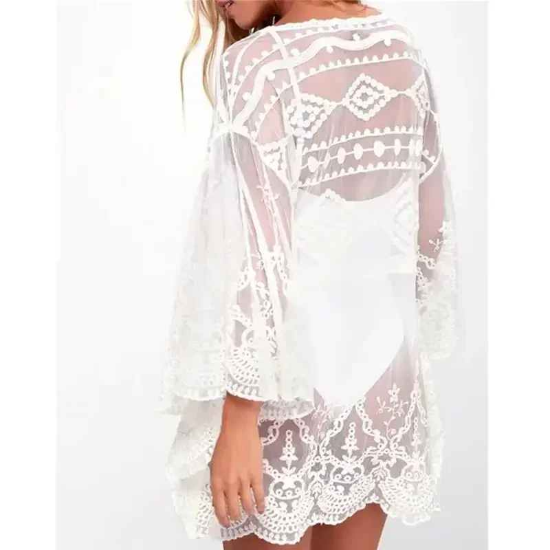 2025 Lace Beach Pareo Beachwear Swim Suit Cover Up Playa Pareo Tunics for Beach Tunic Swimwear Women